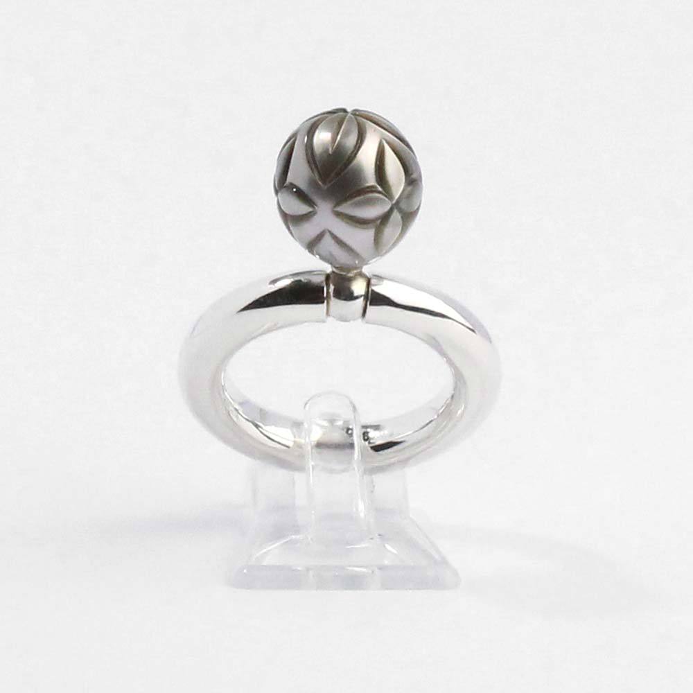 Ring 925er Silber "Swing" mit echter gravierter Tahitizuchtperle