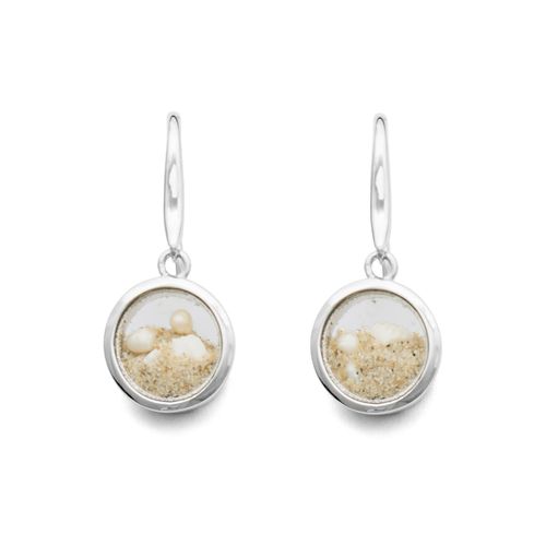 Ohrhänger Sandsturm mit Sand, Muschelstückchen und Perle in Glas 925er Silber