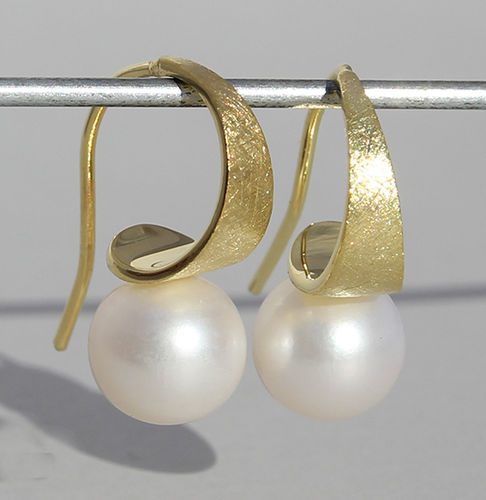 Ohrringe "Halfmoon"925/- vergoldet mit Perle